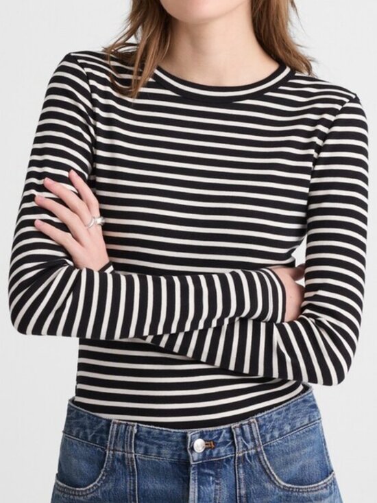 Madewell Tops - New Madewell The '90's Long-Sleeve Tee in Compact Cotton Bengal Stripe Small